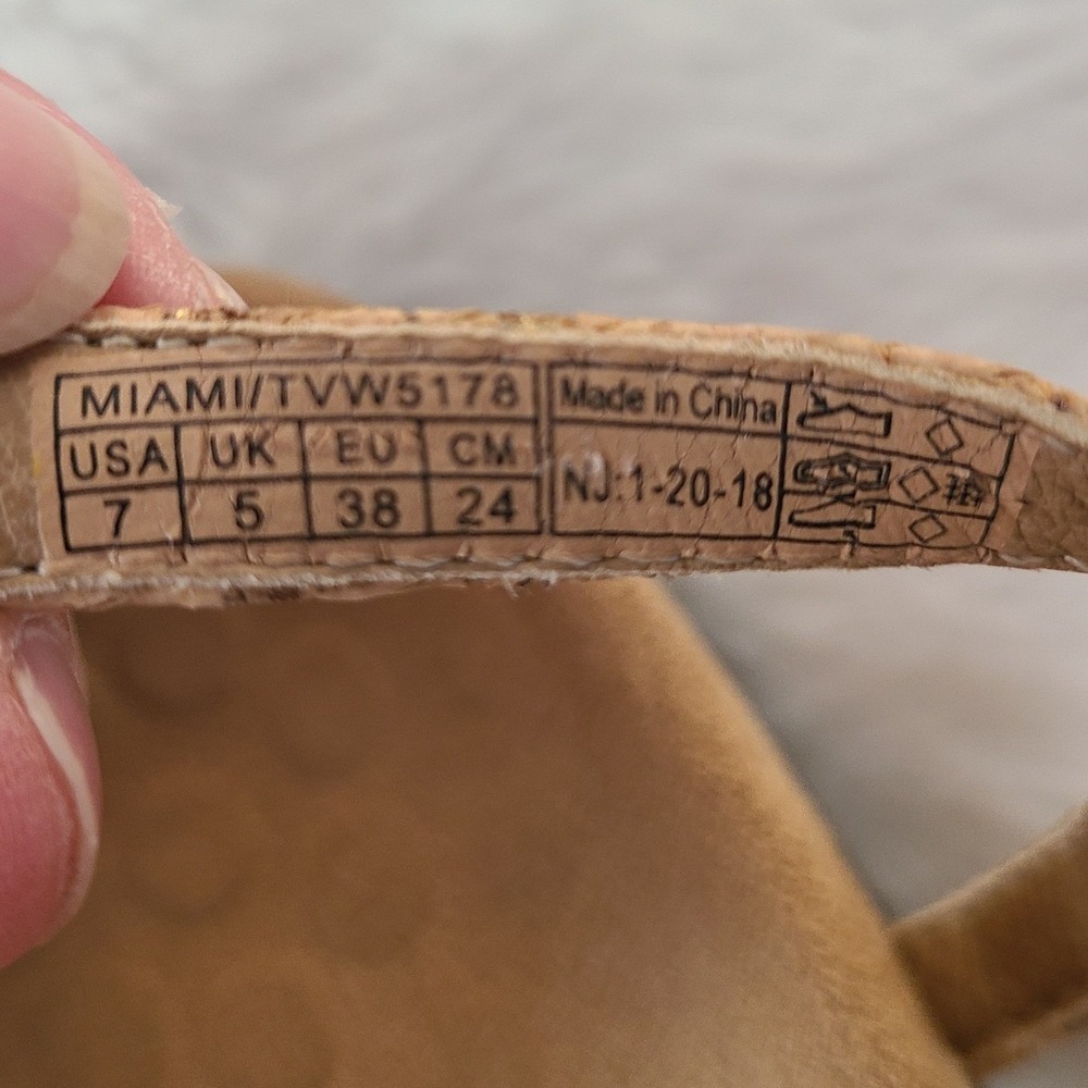 Vionic Miami Cork T-Strap Sandals Gold Hardware Tan Orthotic Thong Women 7 - Picture 6 of 6